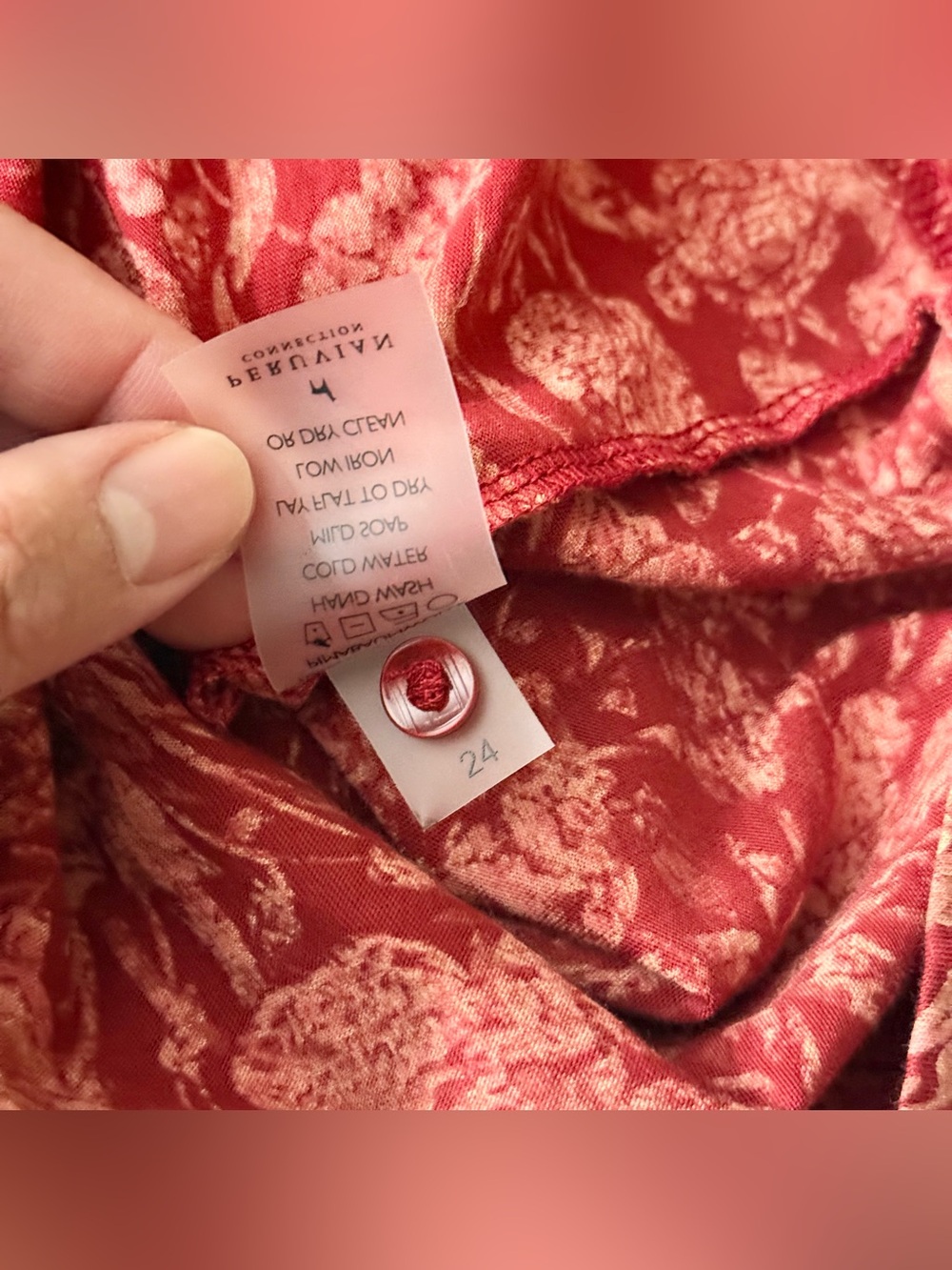 Peruvian Connection Fresco Floral Red Tunic Cotton L - Picture 8 of 8